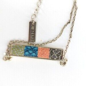 Jil Zarah Signed Artsy Boho Clay Dainty Gold Tone Colorful Bar Necklace